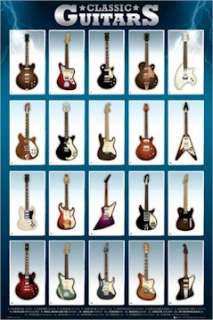 MUSIC POSTER ~ CLASSIC GUITAR COLLAGE Fender Gibson  