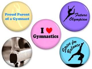 GYMNASTICS PINS Love Heart Gym Proud Athlete Fan Pinback Button 