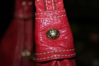 Large KATHY VAN ZEALAND Red Satchel Purse Handbag w/Ornaments Gorgeous 