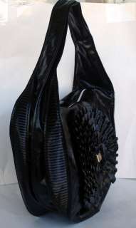 Nicole Lee Huge Black Bowtie Floral Design Handbag Tote  