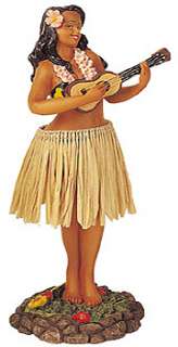 New Hawaiian Hawaii Dashboard Hula Doll Dancer Girl Ukelele Natural 