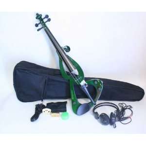  Green Electric 4/4 Violin/Fiddle+Gig Bag+Headphones Kit 
