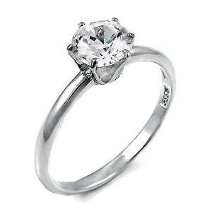 A3RZ0046) Elegant Fine .925 Sterling Silver Solitaire Engagement Ring 