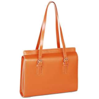 Orange Italian Leather 17 Womans Laptop Case Deerfield  
