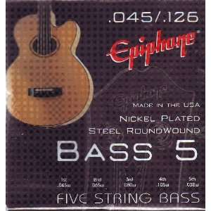 Epiphone Nickel Plated Electric Bass Steel Roundwound 5 String, .045 