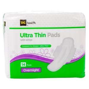  DG Health Ultra Thin Pads with Wings   Overnight   14 ct 