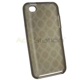 For iPod touch 4 4th G Clear Smoke Circle Gel Soft Case Cover+Privacy 