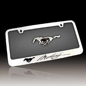  Ford Mustang Script Chrome Metal License Plate Frame 