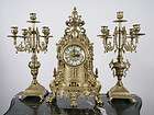 Italian Solid Brass Clock & Candelabra Mantel Set NEW  