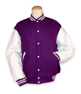 Purple Wool / White Leather Varsity Letterman Jacket  