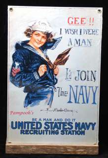 Ande Rooney Gee I Wish US Navy WWII Vintage Repro Sign  