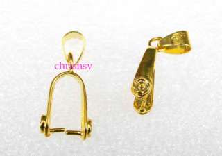 70pcs Findings Bails Pinch Pendant Gold Plated 7x23mm  