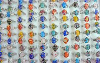 FREE wholesale lots mixed 4style millefiori glass rings  