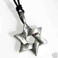 55D Silver PEWTER Jewish STAR OF DAVID Pendant NECKLACE  