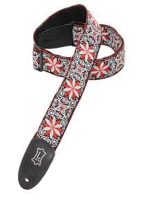 Levys Guitar Strap JIMI HENDRIX Red Flowers Psychedelic Woven Hippie 