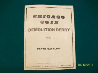 Original Chicago Coin DEMOLITION DERBY Arcade Manual  