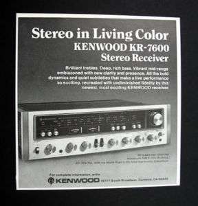 Kenwood KR 7600 Stereo Receiver 1976 print Ad  