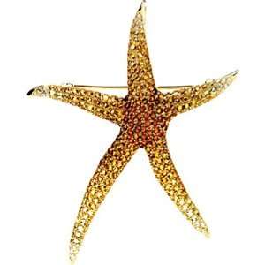    14K Yellow Gold Multi Gemstone Starfish Brooch/Pendant Jewelry