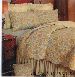 BLUE IVORY TAN FRENCH COUNTRY CAL / KING QUILT SET  