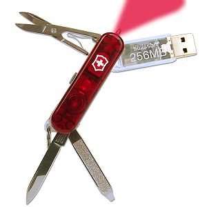  SwissMemory 256MB USB Flash Drive w/Pocket Knife (Red 