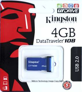 New Kingston DataTraveler 108 USB 2.0 4GB 4G Flash Pen DT108/4GB Drive 