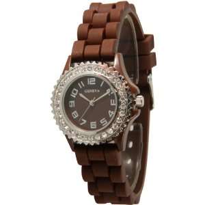  2   Geneva Silicone Jelly Watches. 1 Brown   1 White with 