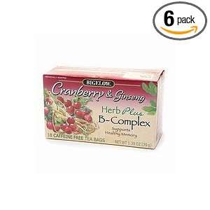 Bigelow Cranberry & Ginseng tea Caffeine Free (18 ct) 1.39 oz (Pack of 