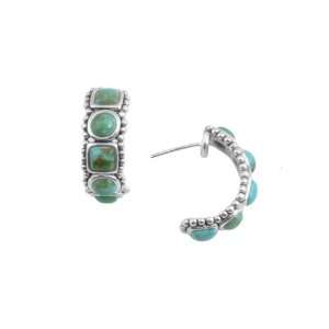 Barse Sterling Silver Turquoise Hoops Jewelry