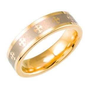    Size 9.5   Gold Immersion Plated Tungsten Cross Ring Jewelry