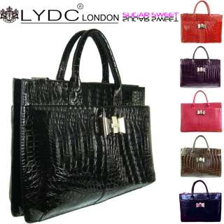 LYDC Ladies Designer Croc Briefcase Handbag Laptop Bag  