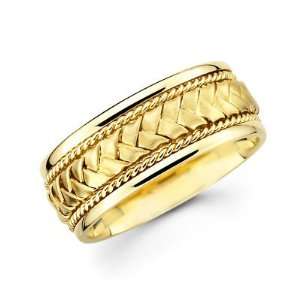   14k Yellow Gold Mens Braided Rope Design Wedding Ring Band 8MM Size 9