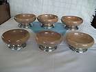 Salad Bowls   Light Wood with metal base   (6) approximately 5.5 