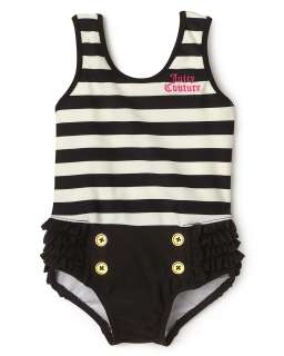 Juicy Couture Infant Girls Stripe Ruffle Swim Suit   Sizes 3 24 