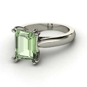   Julianne Ring, Emerald Cut Green Amethyst 14K White Gold Ring Jewelry