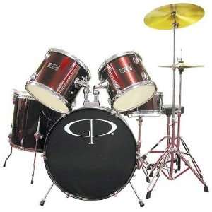  Groove Percussion GP100 Wine Red 5 Piece Drum Set Musical 