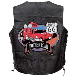 Leather Motorcycle, Biker Vest w/Route 66 Patches NEW  