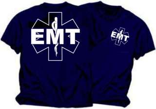 EMT Block Letters Navy T Shirt  NEW Design  