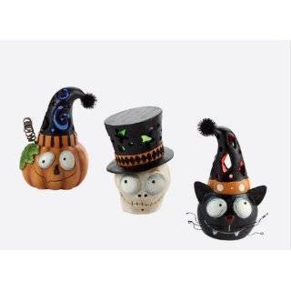 CAT SKULL JACK O LANTERN Light Up Heads Halloween NEW