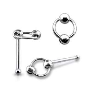  Ball on Moving Ring Ball End Nose Pin Jewelry