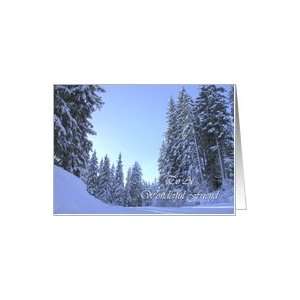  Happy Birthday For Friend Snow Evergreen Trees Card 