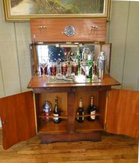   English Art Deco BAR Cocktail Wine LIQUOR CABINET~Fitted~Old~Mirrors