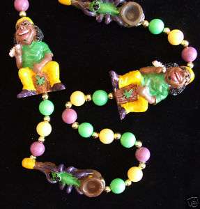 Rasta Man and Bowl Mardi Gras Necklace Luau Beads  