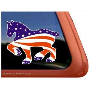  USA Flag Draft Horse Trailer Vinyl Window Decal Sticker 