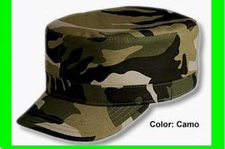 FITTED MILITARY CAP CASTRO FLAT TOP CADET HAT CAMO NEW  