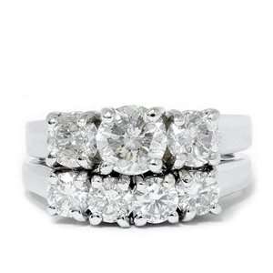 HUGE 3.00 Ct Diamond Engagement 3 Three Stone Ring Set Wedding Band 