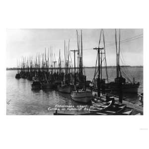   View of Fishermens Wharf on Humboldt Bay Premium Poster Print, 12x16