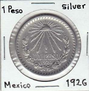 Mexico $ 1 Peso Silver 0.720 ** Brilliant ** Coin 1926 Super Plata 