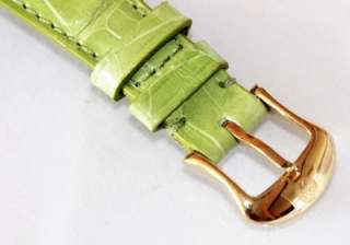 Michele RGC CSX retro style diamond watch with green leather alligator 