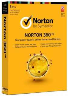 Norton 360 6.0 V6 3 PCs 1 Year Retail All In One AntiVirus Internet 