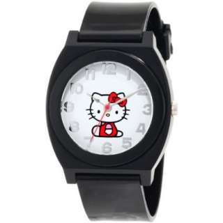 Hello Kitty Womens H3WL1017BLK Red Plastic Case Rubber Strap Full 